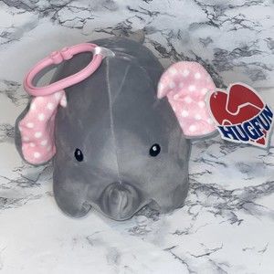Hug fun International Plush Gray Elephant Sewn Eyes Baby Nursery Hand held ring